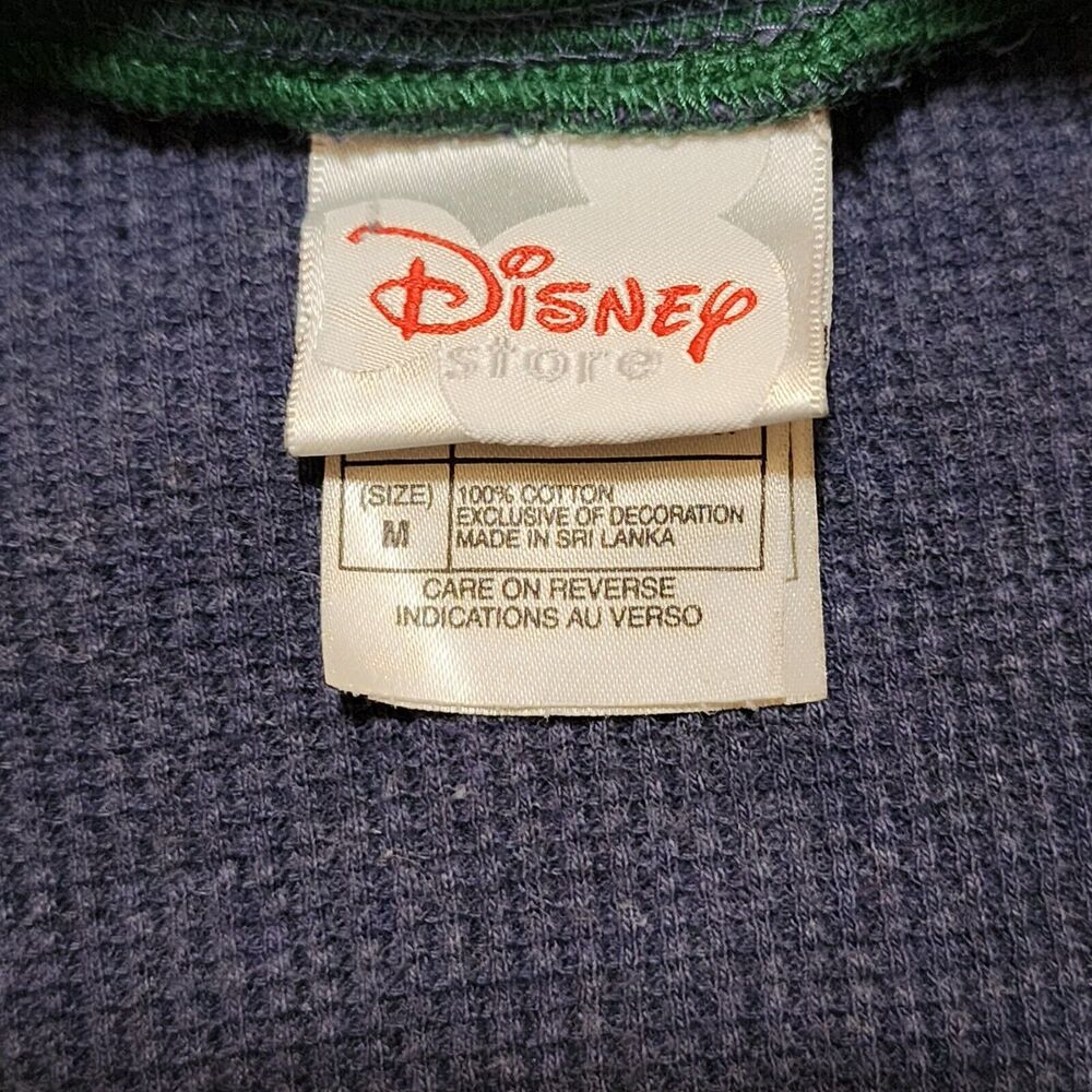 Disney Store Mens Cotton Henley Shirt M Embroidered Goofy Waffle Blue Green Trim - Picture 6 of 9